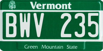 VT license plate BWV235