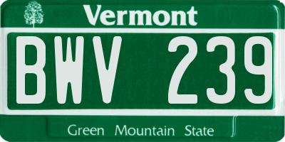 VT license plate BWV239