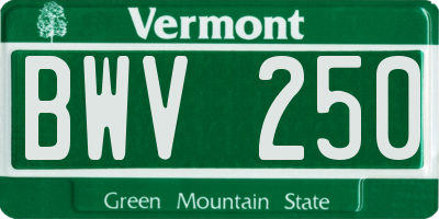 VT license plate BWV250