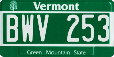 VT license plate BWV253