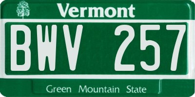 VT license plate BWV257