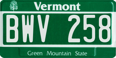 VT license plate BWV258