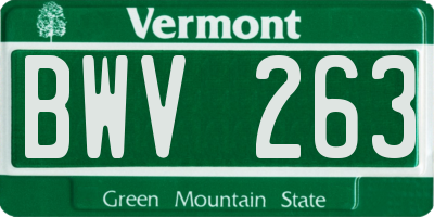 VT license plate BWV263