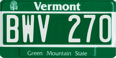 VT license plate BWV270
