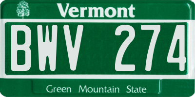 VT license plate BWV274