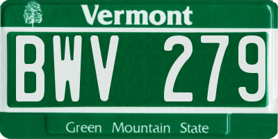 VT license plate BWV279