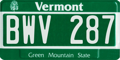 VT license plate BWV287