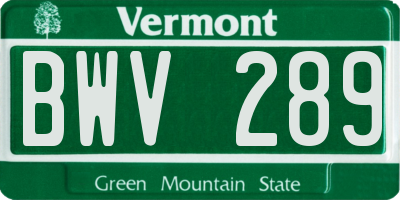 VT license plate BWV289