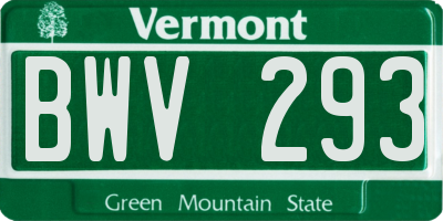 VT license plate BWV293