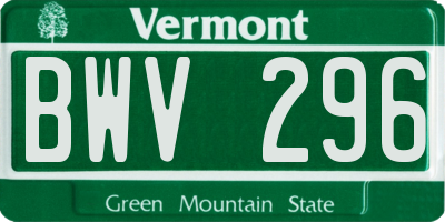 VT license plate BWV296