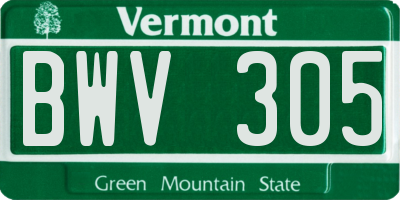 VT license plate BWV305
