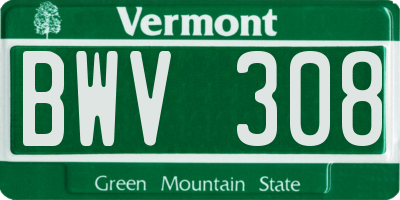 VT license plate BWV308