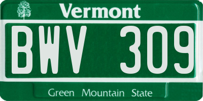 VT license plate BWV309