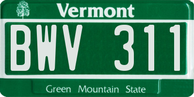VT license plate BWV311