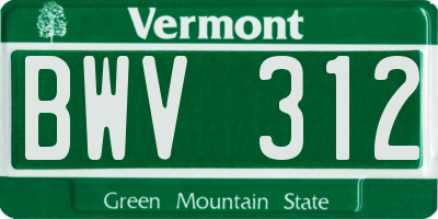 VT license plate BWV312