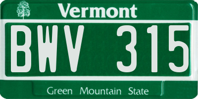 VT license plate BWV315