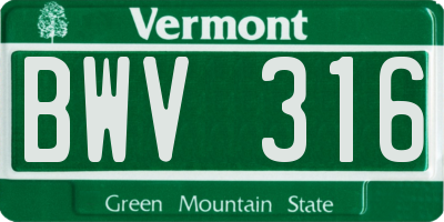VT license plate BWV316