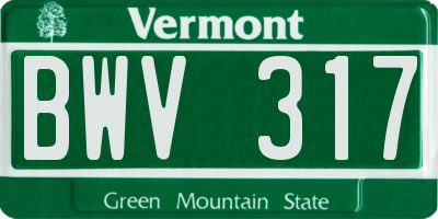 VT license plate BWV317