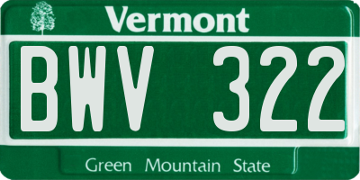 VT license plate BWV322