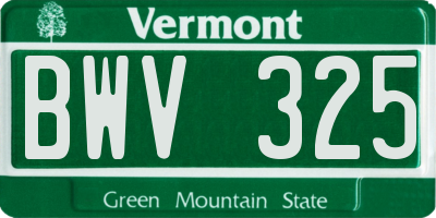 VT license plate BWV325