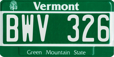 VT license plate BWV326