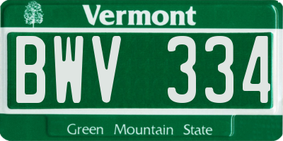 VT license plate BWV334