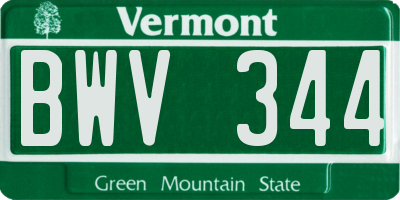 VT license plate BWV344
