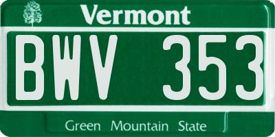 VT license plate BWV353