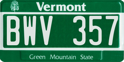 VT license plate BWV357