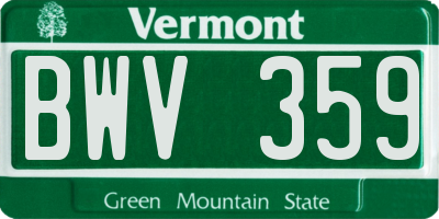 VT license plate BWV359