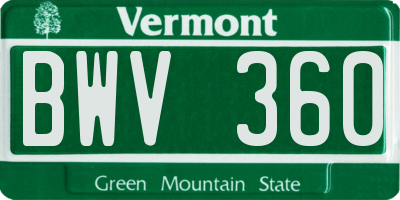 VT license plate BWV360