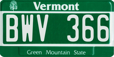 VT license plate BWV366