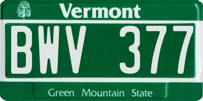VT license plate BWV377