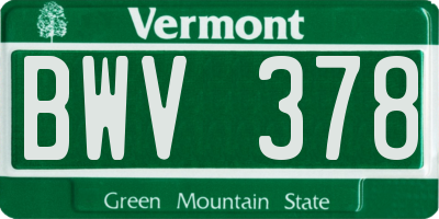 VT license plate BWV378