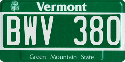 VT license plate BWV380