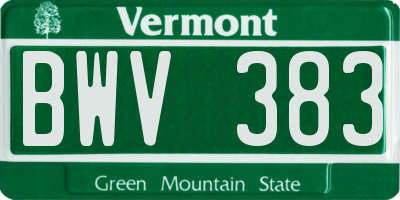 VT license plate BWV383