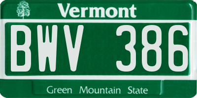 VT license plate BWV386