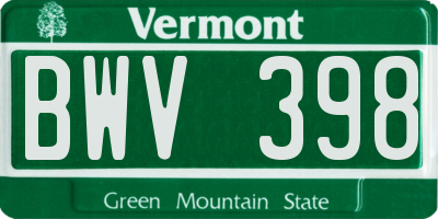 VT license plate BWV398