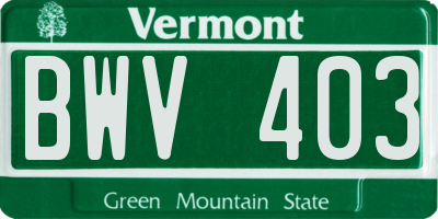 VT license plate BWV403