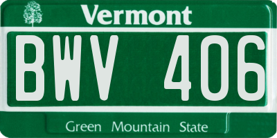 VT license plate BWV406