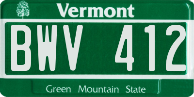 VT license plate BWV412
