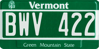 VT license plate BWV422