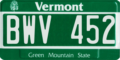 VT license plate BWV452