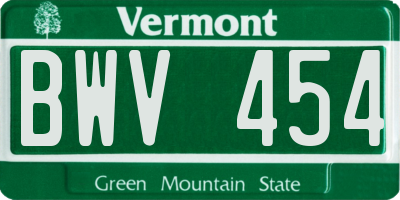 VT license plate BWV454