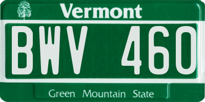 VT license plate BWV460
