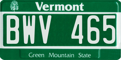 VT license plate BWV465
