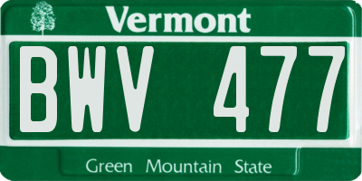 VT license plate BWV477