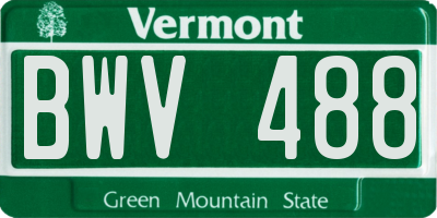VT license plate BWV488