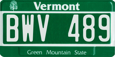 VT license plate BWV489