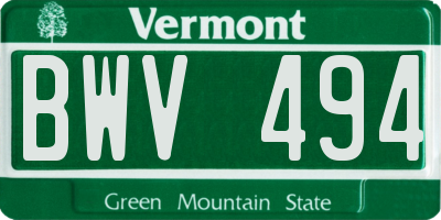 VT license plate BWV494